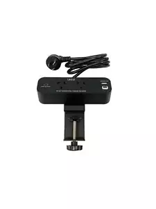 Lucci 2 Outlet Desktop Clamp Mounted Power Station in Black with 2 USB Chargi... - Picture 1 of 3