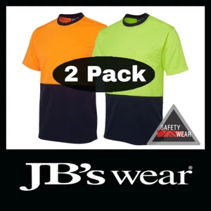 2x JB's Wear Hi Vis Traditional Polyester Round Neck Tee T-Shirt 6HVT - Picture 1 of 5
