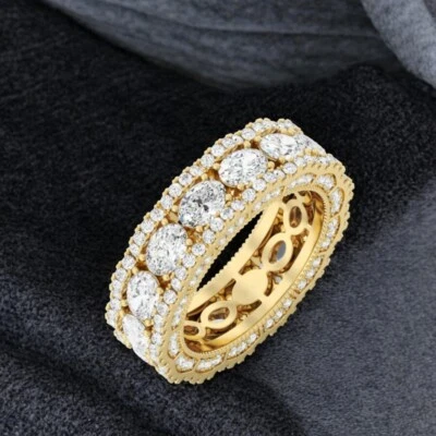 Diamond Eternity Band Round 5 Carat Lab Grown 14K Gold Yellow 6.8MM Black Friday - Image 1 of 4