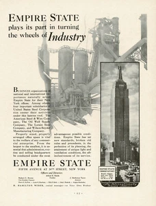 GRAN anuncio impreso fotográfico original vintage del Empire State Building de la década de 1930 - Imagen 1 de 1