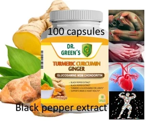 Turmeric Curcumin with Ginger and Bio pepper 2600mg Triple Strength Capsules 100 - Picture 1 of 8