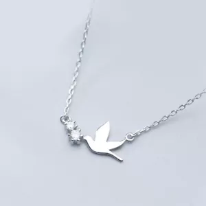 Crystal Bird Necklace 925 Sterling Silver Necklace - Bild 1 von 2