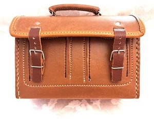 Lunch Box Style Leather Purse Backpack Hard Case Leather - Picture 1 of 11
