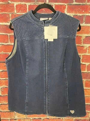 Vintage Dream Jeannes by Quacker Factory Denim Zip Vest Size L - Image 1 of 3