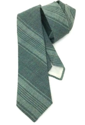 Corbata vintage CHURCHILL tejida a mano para hombre rayas verdes tonales  Foto 1 de 4