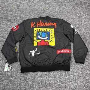 Keith Haring x Members Only Jacket Mens Large Black Tokyo Pop Windbreaker - Picture 1 of 19