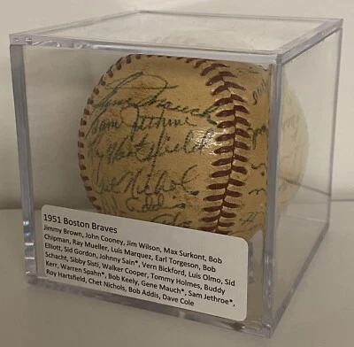 1951 Boston Braves Team Signed x26 Auto Spalding NL Baseball Sain Spahn Mauch - Image 1 of 4