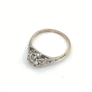 14ct Yellow And White Gold Ring With Clear Stones (Size: 5/K) (J) S#316 - Picture 1 of 7