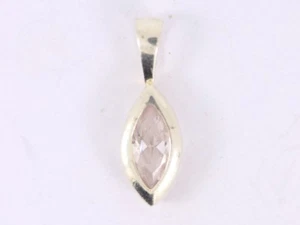 Marquise Cut Solitaire Pendant Sterling Silver Ladies 925 1.1g ST85 - Picture 1 of 3