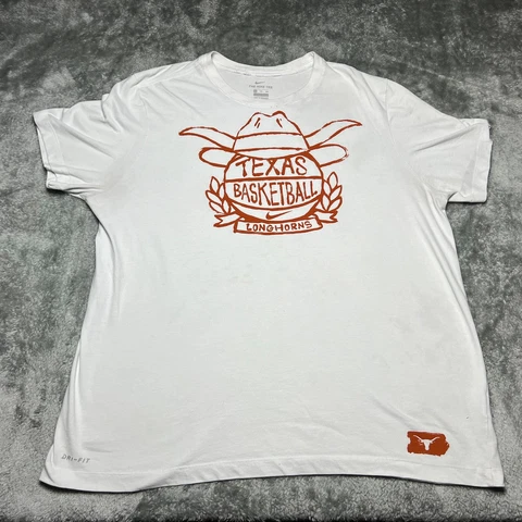 Texas Longhorns Shirt Mens 2XL White Nike DriFit Athletic Swoosh Basketball Cover