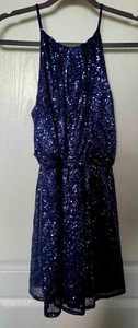 May And July Navy Sequins dress Size S Juniors - Picture 1 of 7
