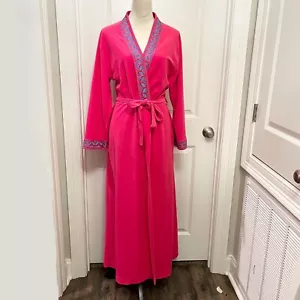 Maxi abrigo de casa rosa brillante Shadowline vintage de EE. UU. bata para dormir talla grande - Imagen 1 de 10