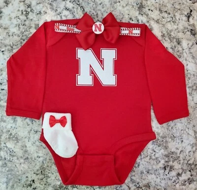 Nebraska recién nacido/bebé niña ropa bebé niña Nebraska Cornhuskers bebé niña Foto 1 de 4
