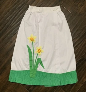 VTG 1970s Catherine Carr wrap skirt yellow daffodils quilted polka dots Small - Picture 1 of 7