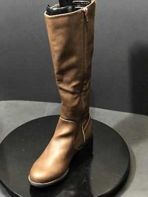 全新 LifeStride 女式 Xandy 骑行人造/织物靴 深棕褐色 美国 7.5 M 码 — 第 1/4 张图片