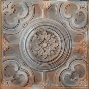 Tin Ceiling tiles faux painted washed brown bar decor wall panel PL50 10pcs/lot - Picture 1 of 13