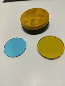 Camera Lens Filters Blue and Yellow Kodak? Vintage 1.5 inches - Picture 1 of 4
