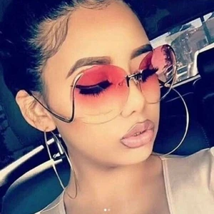FASHION Super B Stunning Oversize Rimless Sunglasses (CLEAR&MIX. COLOR LENS) - Picture 1 of 11