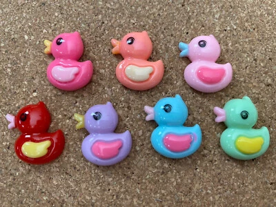 7 COLORFUL DUCKS stone bulletin board pushpins, thumbtacks, or magnets - Image 1 of 4