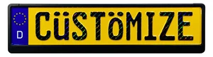 Custom Yellow European German License Plate with VALID Hologram and Frame - Picture 1 of 7