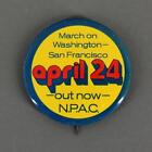 Anti-Vietnam March on Washington San Francsco 1971 NPAC Tin Cause Pinback Button