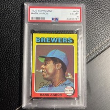 1975 Topps Mini Hank Aaron PSA 6 #660 HOF Brewers