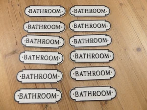 12 CAST IRON BATHROOM Signs Cast Iron Door Resale *PAINT DEFECTS* Flea Market - Picture 1 of 16