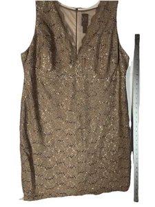 Nightway Damen Kleid Spitze Pailletten Taupe Elfenbein Größe 22W - Bild 1 von 24
