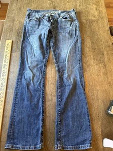 Stetson Sz 12 Lg  818 Hollywood Bootcut Jeans Blue Denim Distressed Cowgirl - Picture 1 of 7