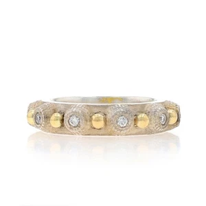 Sterling Silver Diamond Eternity Band - 925 & Gold 14k Round .25ctw Ring Sz 6 - Picture 1 of 8