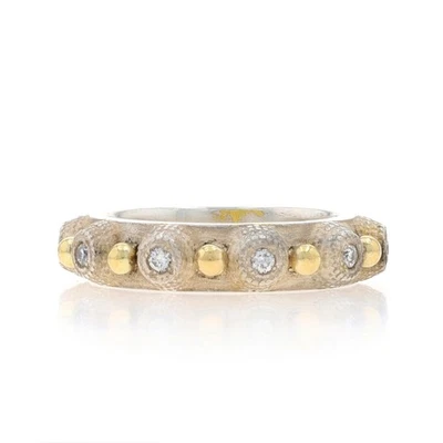 Sterling Silver Diamond Eternity Band - 925 & Gold 14k Round .25ctw Ring Sz 6 - Image 1 of 4