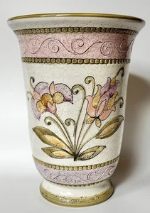 Vintage Bitossi Keramik Italien, eingeschnittene Blumen handbemalt Pastell Vase - Bild 1 von 4