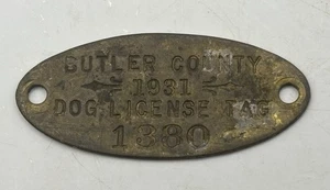 Old K9 Collectible Vintage 1931 Butler County Iowa Brass Dog License Tax Tag - Picture 1 of 2