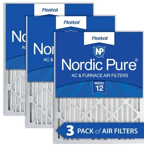 Nordic Pure 16x25x2 Pleated MERV 12 Air Filters 3 Pack - Picture 1 of 7