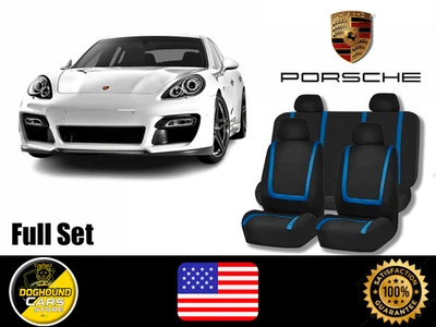 For All Porsche Blue Lines Seat Covers Full Set High Quality Soft Touch Fit - Image 1 of 4