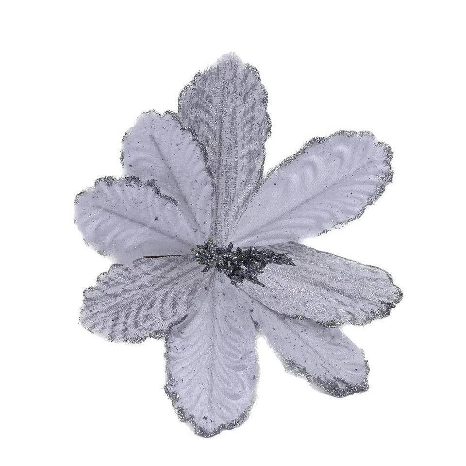 Fiore artificiale natalizio Stella di natale ARGENTO 22x15 cm 18RP - Immagine 1 di 1