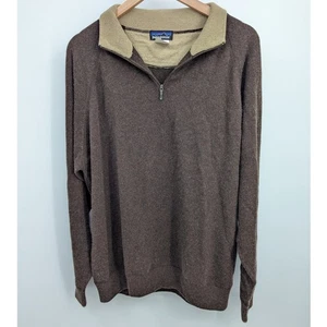 SOFT Patagonia 100% Cashmere Quarter Zip Sweater Brown Beige Knit Pullover XL - Picture 1 of 4