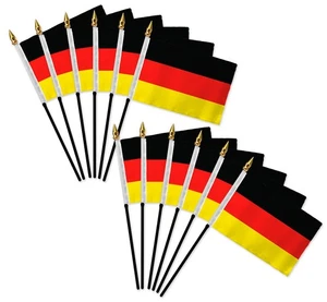 1 Dozen Germany 4x6in Mini Handheld Country Stick Flags for Parades, Classrooms - Picture 1 of 2