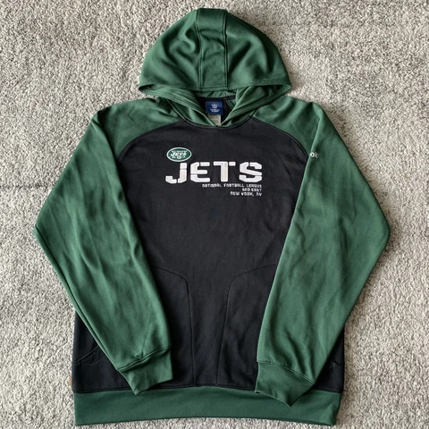 Reebok Nfl New York Jets Football Pullover Hoodie Sweater Mens Medium Cover