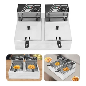 2x2500w Friteuse Elektrisch Fritteuse Frit?se Fettbackgerat 2x6L Rostfreier Stah - Bild 1 von 17
