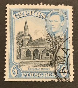 1938 George VI 6pi Blue Black FU Cyprus Commonwealth Stamp - Picture 1 of 2