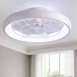 20" White Ceiling Fans With Lights and Remote Control for Bedroom Living Room - Picture 1 of 12