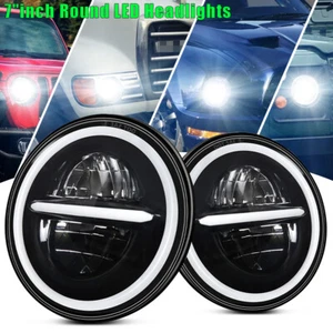For FJ Cruiser 2007-14 Pair 7'' Inch Round LED Headlights Combo Hi/Lo Beam DRL - Picture 1 of 14