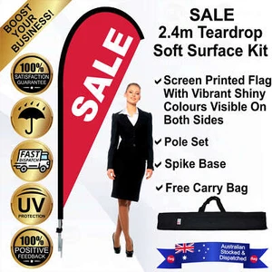 SALE Red 2.4m Teardrop Flag/Banner Kit with Spike *Outdoor *Cost Effective - Picture 1 of 10