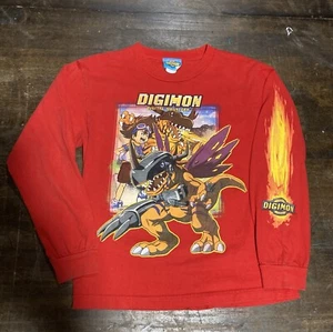 VIntage Digimon Youth Shirt Long Sleeve 2000 Y2K Digital Monsters Anime Sz. Lg - Picture 1 of 3