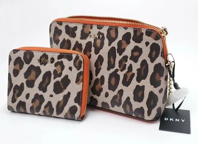 Bolso Bandolera DKNY Bryant Top Cremallera Cúpula Cuero Leo Bolso de Mano Correa Cadena Dorada Foto 1 de 4