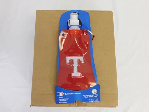 Texas Rangers 12 Count 1 Box Foldable Water Bottle Sealed 16 oz Biking Hiking Cover