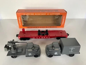 Lionel #6809 Vintage Flatcar with USMC antiaircraft & medical truck 58-59 - Picture 1 of 24