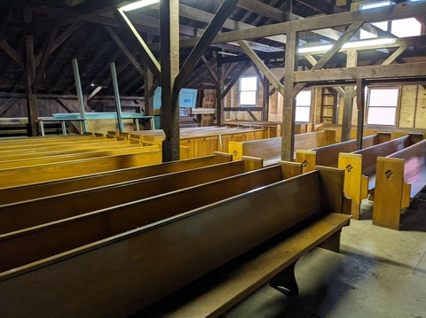 Vintage late 1800's Church (Catholic) Pews Solid White Oak - 29 available Cover