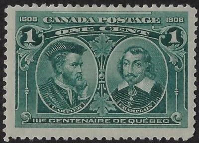 Canada 1908 Scott 97, 1c blue green, MH, VF, CV $30		 (a6486 - Image 1 of 3